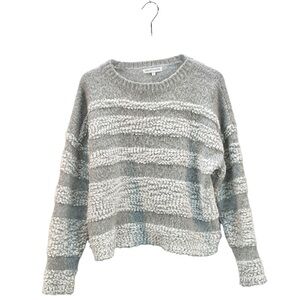 Heartloom Striped Crew Neck Sweater Boxy Striped Large two tone Grey White